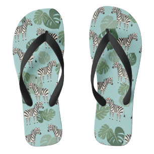 Tongs Zebra Monstera Motif