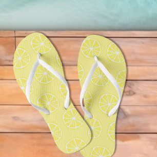 Tongs Zesty Lemon Slice Citrus Jaune Pool & Plage Amusan