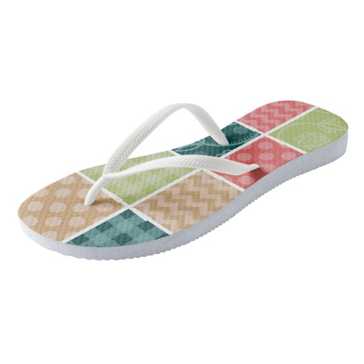 Tongs Zigzag, Chevron, En vichy, Pois, Patchwork (Incliné)