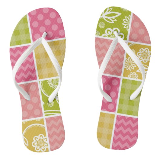 Tongs Zigzag, Chevron, Pois, En vichy, Patchwork (Semelle)