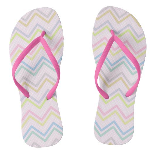 Tongs Zigzag Multi-Couleurs Feuilles Roses (Semelle)