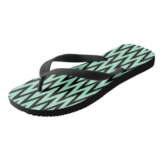 Tongs Zigzag vert et noir (Incliné)