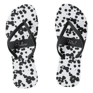 Tongs Zones dalmatiennes noires et blanches
