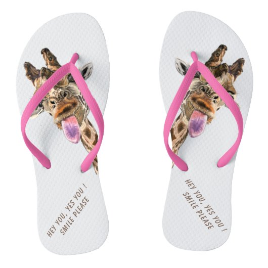 Tongue Out Giraffe Teenslippers Fun Smile (Voetbed)