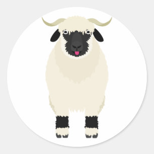 Tongue Out Valais Black Nose Sheep Ronde Sticker