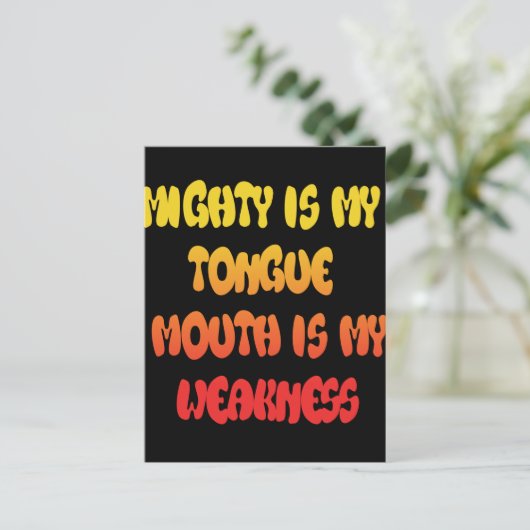 Tongue Tied: Grappige Tong Quote Kleurrijke Tekst  Briefkaart (Staand voorkant)