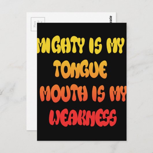 Tongue Tied: Grappige Tong Quote Kleurrijke Tekst  Briefkaart (Voorkant / Achterkant)