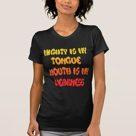 Tongue Tied: Grappige Tong Quote Kleurrijke Tekst T-shirt (Voorkant)