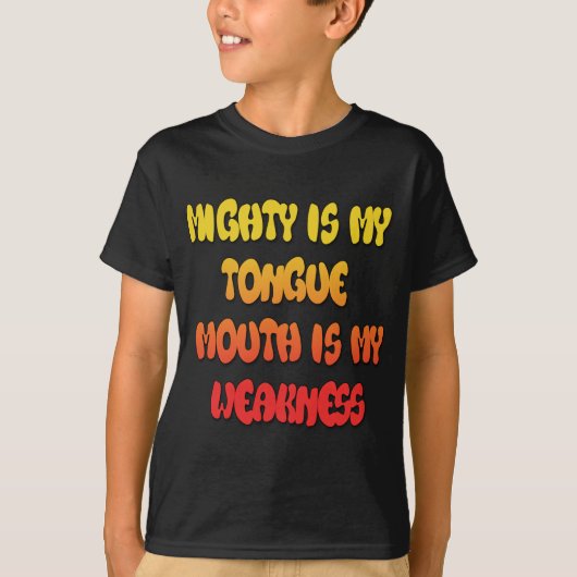 Tongue Tied: Grappige Tong Quote Kleurrijke Tekst T-shirt (Voorkant)