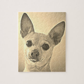 Tongues uit Chihuahua Sepia Puzzle Legpuzzel