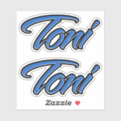 Toni Nom bleu Autocollant (Feuille)