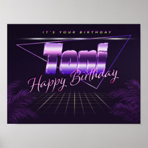 Toni Nom Vorname lila retro Poster Geburtstag