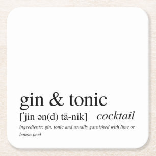 Tonic en Gin Moderne Citaat Zwarte Typografie Vierkante Kartonnen Onderzetter