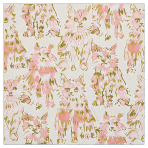 TONIJN BIJZONDERE Blush roze katten Stof