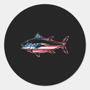 Tonijn Vist Amerikaanse vlag Giant Bluefin Fish Ronde Sticker