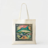 Tonijnvis op postzegel gestileerd ontwerp tote bag (Voorkant)