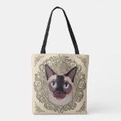 Tonkinese kat over de hele canvas tas (Achterkant)