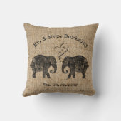 TONNEN LIEFDE | Olifant paar aangepaste bruiloft c Kussen (Achterkant)