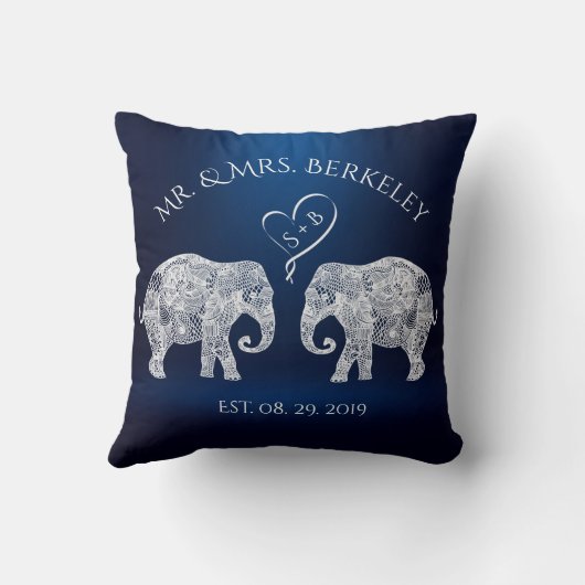TONNEN LIEFDE | Olifant paar aangepaste bruiloft c Kussen (Achterkant)