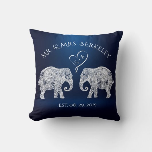 TONNEN LIEFDE | Olifant paar aangepaste bruiloft c Kussen (Voorkant)