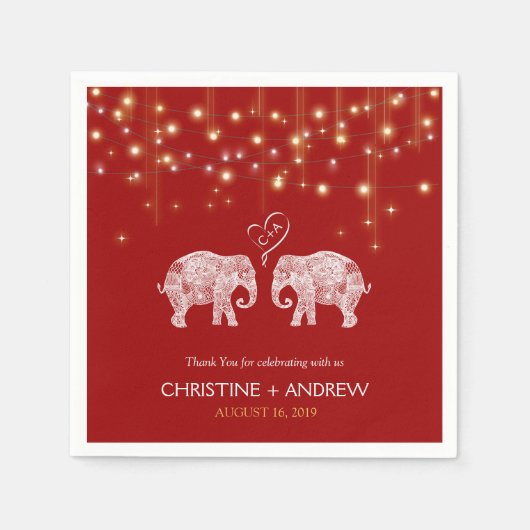 TONNEN VAN LIEFDE/Olifant String Lights Custom Servet (Voorkant)