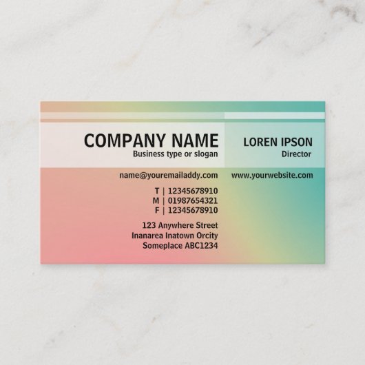 Tons alternatifs - Carte de visite de dégradé doux (Devant)