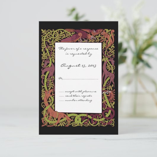 Tons bois Animaux celtiques Design Mariage RSVP (Debout devant)