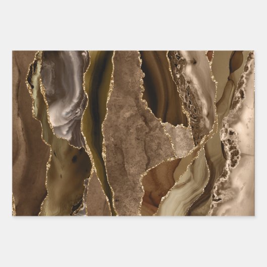 Tons Brown agate feuilles papier d'emballage (Devant)