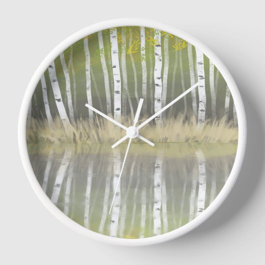 "Tons D'Argent" Argent Birch Trees horloge murale (Recto)