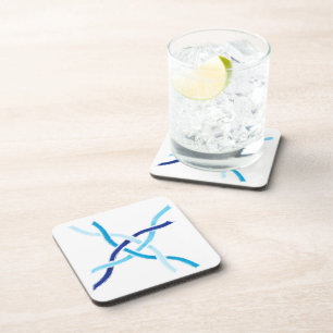 Tons de bleu demi tissé Dessous de verre de noeud 