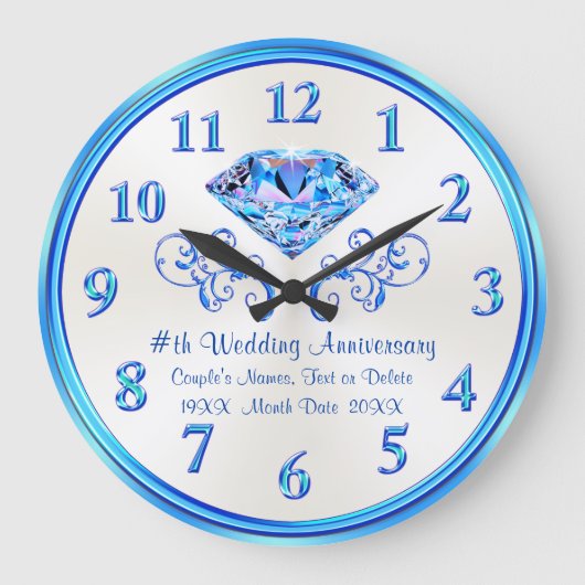 Tons de blues personnalisées Horloge de l'annivers (Recto)