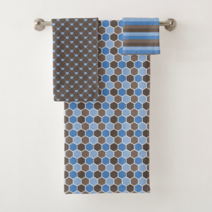 TONS DE COEURS BLEU & BROWN HONEYCOMB STRIPES