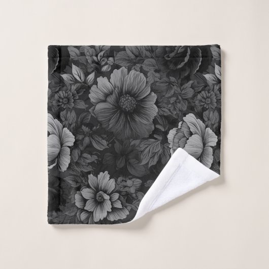 Tons de gris floral (Gant de toilette)