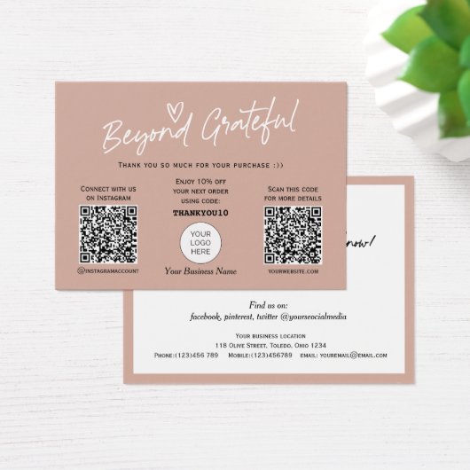 Tons de la Terre Script moderne code QR carte de r (Bureau)