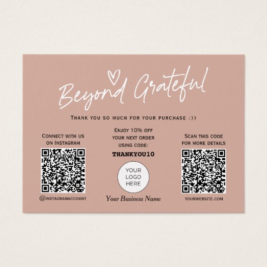 Tons de la Terre Script moderne code QR carte de r (Devant)