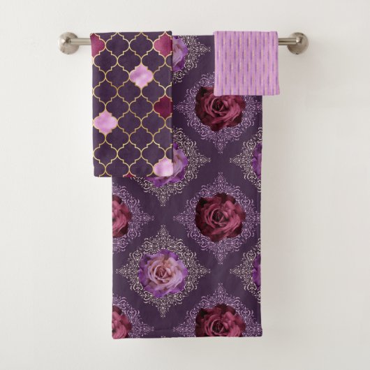 TONS DE PURPLE ROSES FLORAUX & FEUILLES D'OR (En situation)