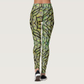 Tons de vert Peacock Fontes arrière Leggings (Dos)