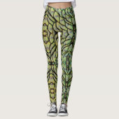 Tons de vert Peacock Fontes arrière Leggings (Devant)