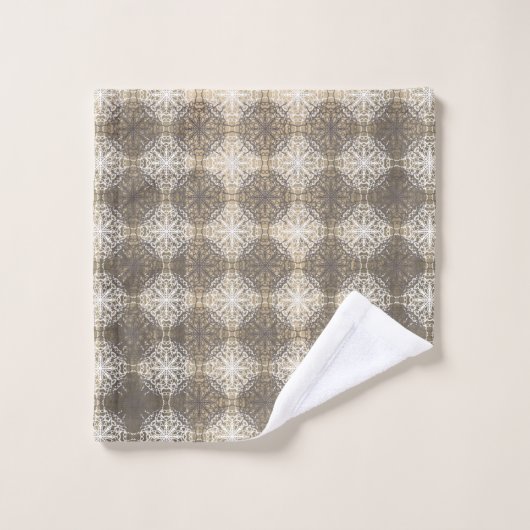 Tons gris, beige et blanc dentelle (Gant de toilette)