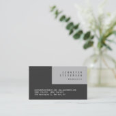 Tons gris clair rayé Carte de visite propre (Debout devant)