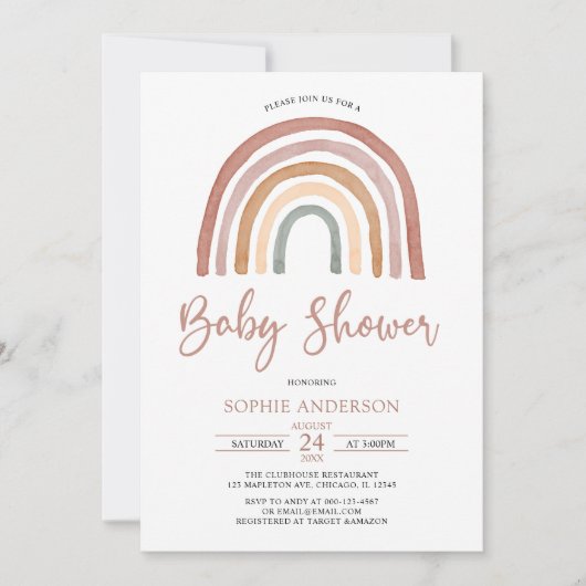 Tons Mués Boho Rainbow Baby shower Invitation (Devant)