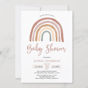 Tons Mués Boho Rainbow Baby shower Invitation