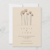 Tons Mués simples fleur sauvage Faire-part de mari (Devant)