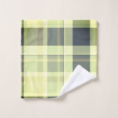 Tons Plaid Automne Vert, Gris, Crème Beurre (Gant de toilette)