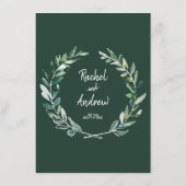 Tons verts - Carte de menu Mariage (Dos)