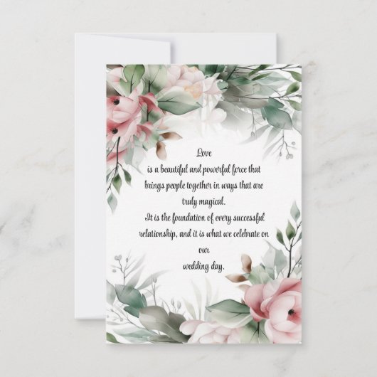 Tons verts Faire-part de mariage floraux (Dos)