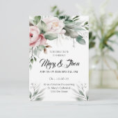 Tons verts Faire-part de mariage floraux (Debout devant)