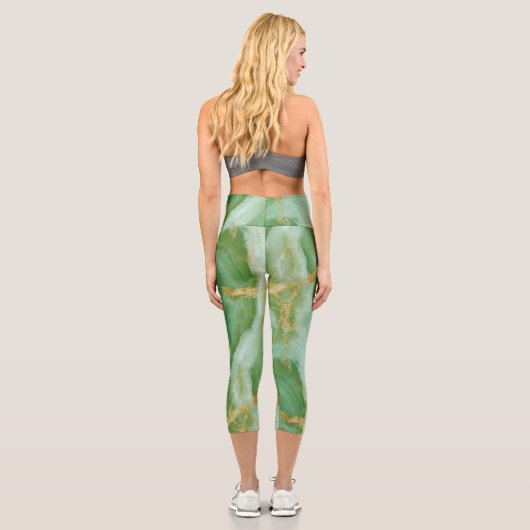 Tons verts Marbrés Capri Leggings (Verso)