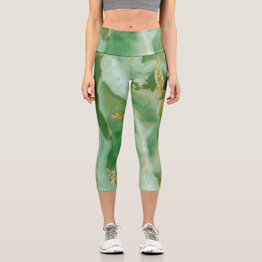 Tons verts Marbrés Capri Leggings (Recto)