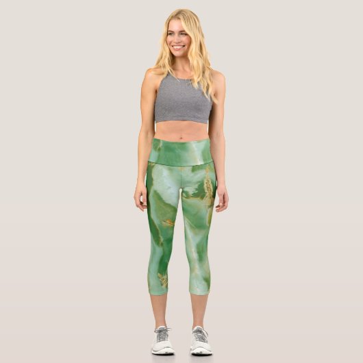 Tons verts Marbrés Capri Leggings (Recto)